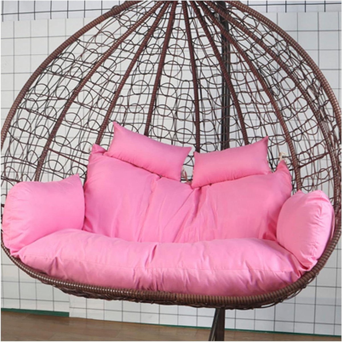 Hangstoelkussen - Eierstoel kussen - Ontspannen in de tuin - Extra dikke vulling - 150 x 110 cm - Roze