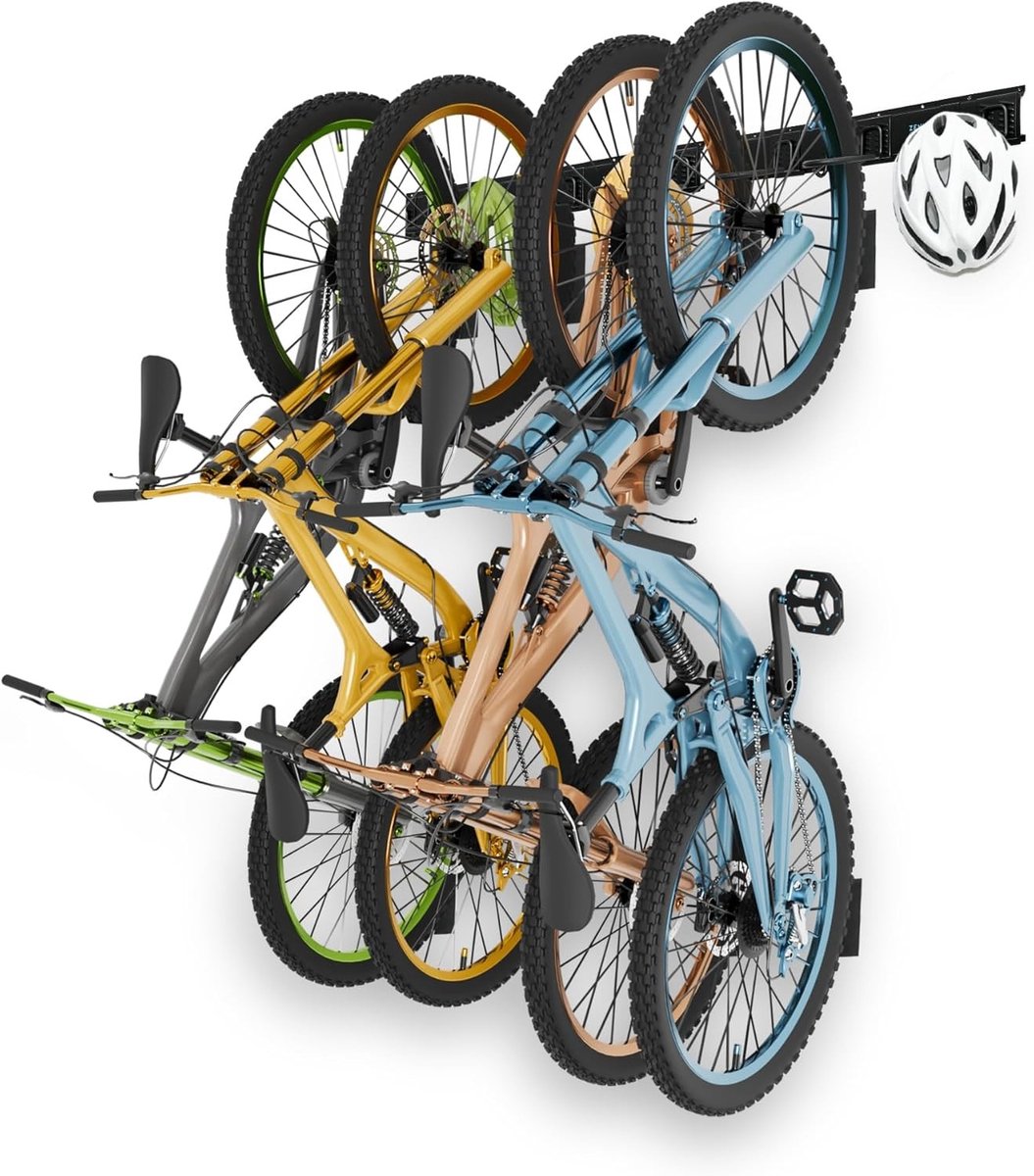 Fiets Wandhouder - Zwart - Fietshaken met Beschermende Stickers - Tot 136 kg Draagkracht - Voor Fietsen en Helmen
