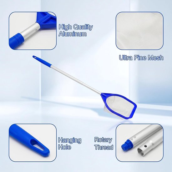 Zwembadnet - Blauw - 154 cm - Met Aluminium Stangen en Fijn Gaas - Voor Zwembaden en Spa's — afbeelding 4