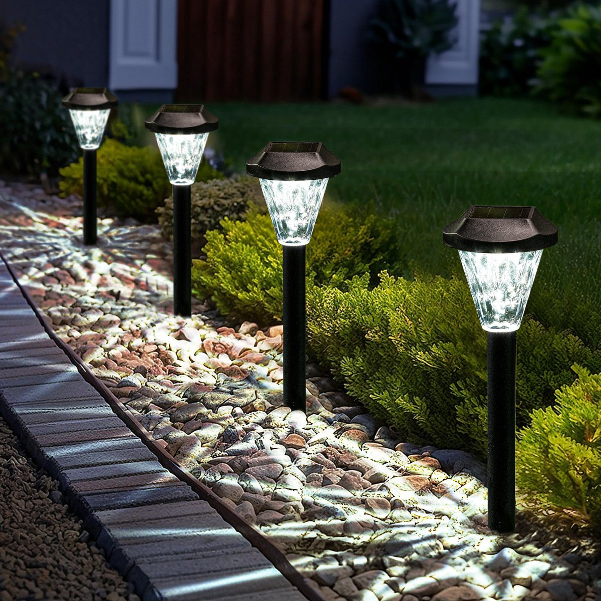 Solar Tuinverlichting Set 8 Stuks Waterdichte Tuinlampen met Zonne-energie LED Padverlichting voor Tuinpad, Terras en Gazon IP65