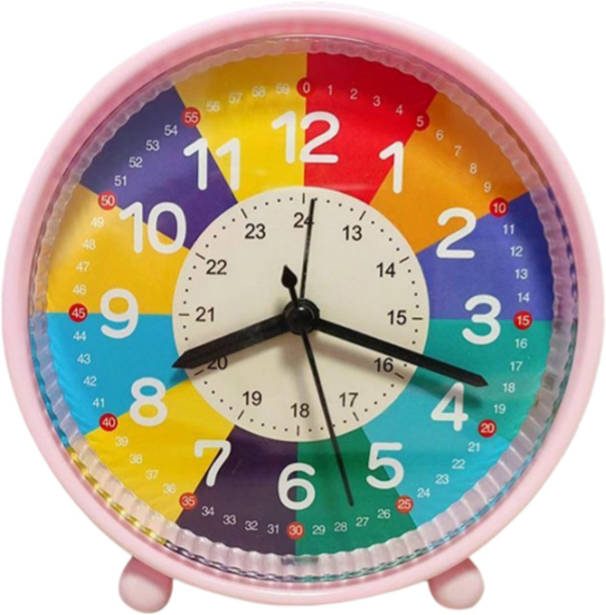Kinderstudieklok, Stille Wekker Met Nachtlampje - Roze