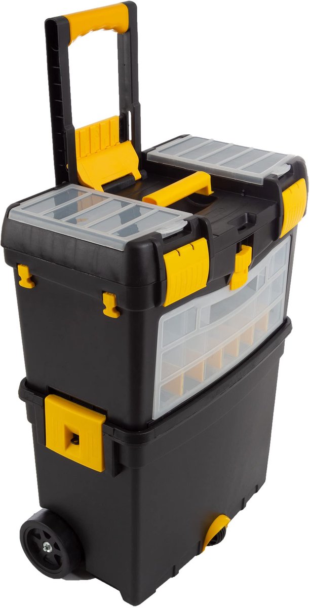 Heavy Duty Rolling Toolbox met opvouwbare Comfort Handvat & Verwijderbare Top Storage - ShopVlot