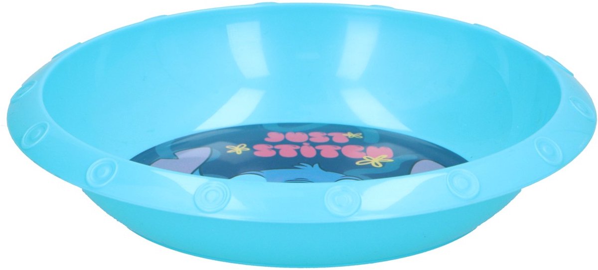 Blauwe plastic kom