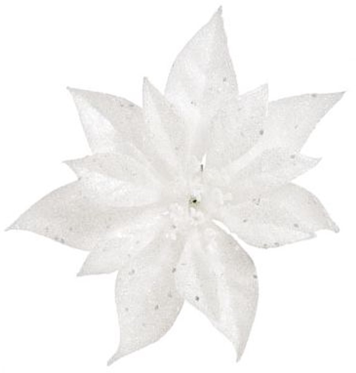 Kerstroos Clip Glitter Wit D18cm