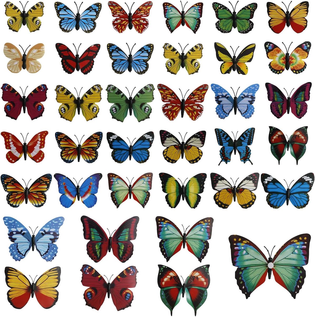 Vlinders, decoratie, zelfklevend, lente, decoratie, 3D, vlinders, muurstickers, kunstbonte vlinders, afneembare - ShopVlot