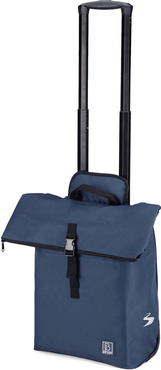Fietstrolley Tas 2-in-1 Fietstas en Trolley Zwart 18-28L Laptopvak Verstelbare Hendel Bevestigingssysteem - Blauw