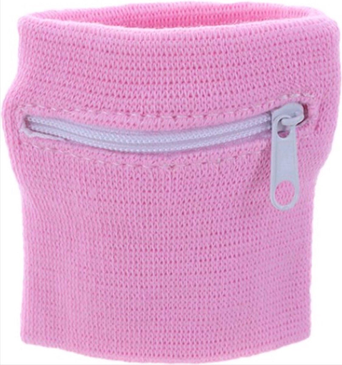 Okado Pols Zweetbandje met Rits – Roze – 8 x 8 cm – 1 Stuk