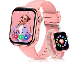 FOSMET 4G Smartwatch Kinderen - 2026 - GPS Horloge Kind met Telefoonfunctie - 1,83 Inch - SOS Knop & Videobellen - Dubbele Camera 3 MP - 1000mAh - Voor 4-12 Jaar - Voor Meisjes - Android & iOS - Roze