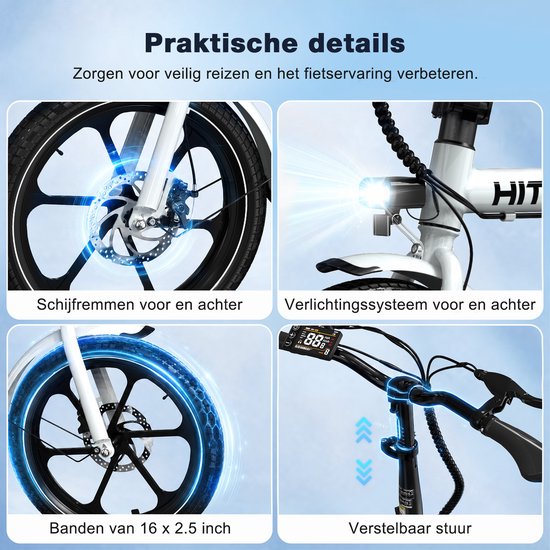 Hitway Elektrische Fiets BK35S Pro - Trendy 20 Inch City Commuter EBike met Afneembare 36V 9Ah Lithium Batterij - Opvouwbaar E-Bike met 250W Motor - APP Bediening - IP54 Waterdicht van Hitway — afbeelding 4