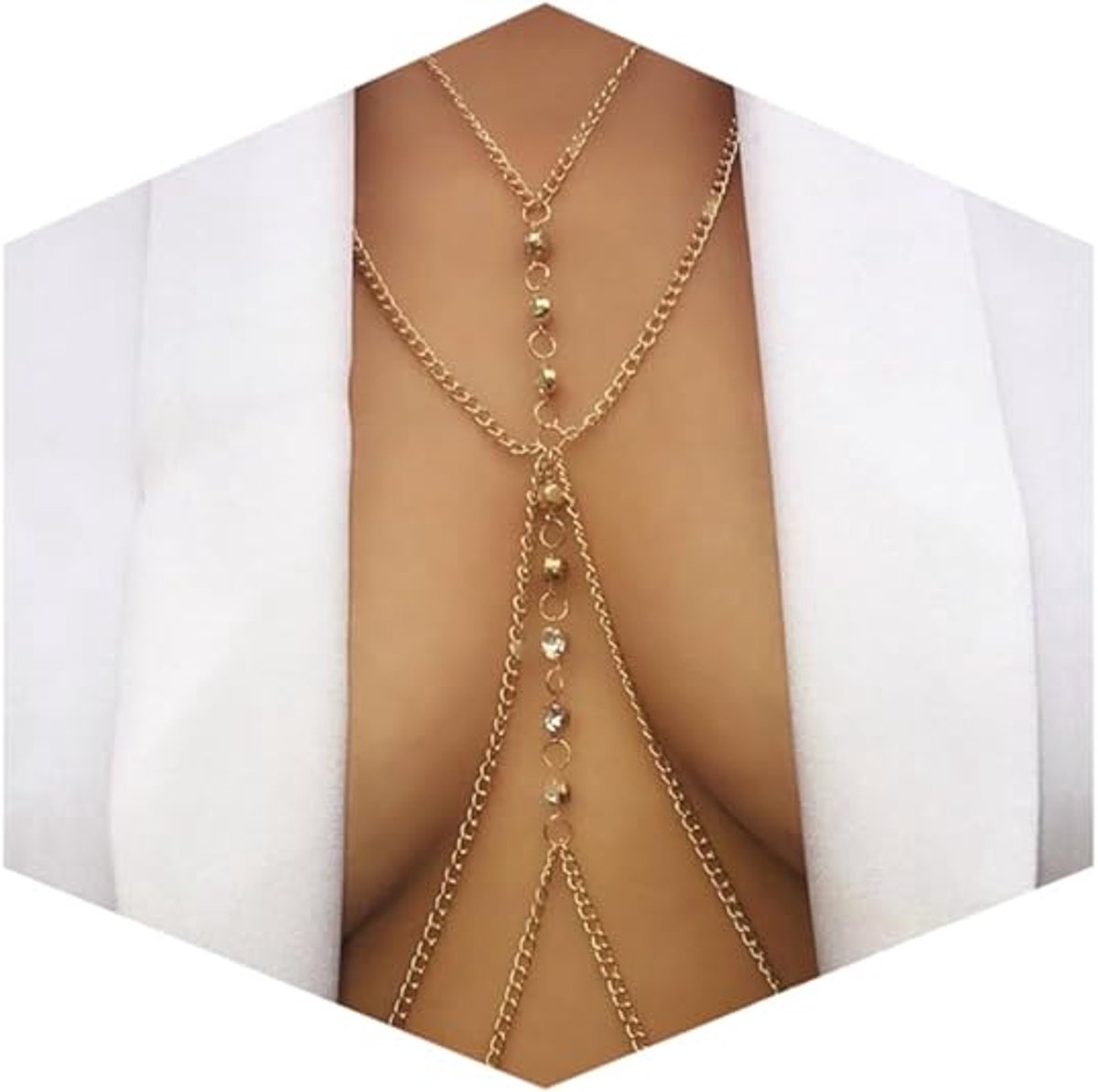 Sexy Lichaamsketting – Gelaagd Strass – Kruisende Bikini Stijl – Kristallen Buik & Tailleketting – Zomer Strand
