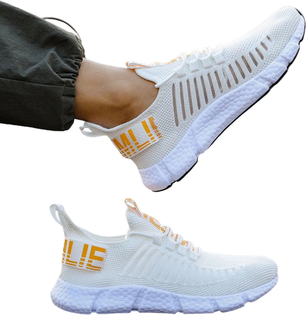 Currero Schoenen Heren Sneakers Comfortabel Wandelschoenen Casual Volwassenen 46.5 Wit