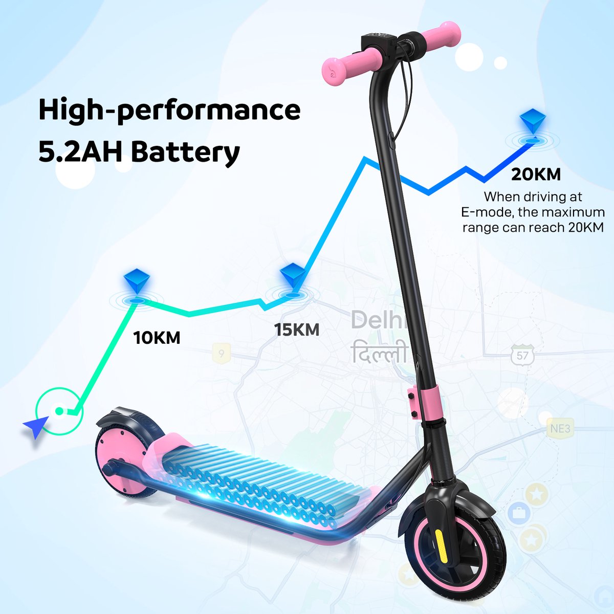 EVRCROSS E6 Elektrische Step kinderen 150W Motor - 16 km/u - 20 km Actieradius - 60 kg Draagvermogen voor Kinderen 6-12 Jaar — afbeelding 3