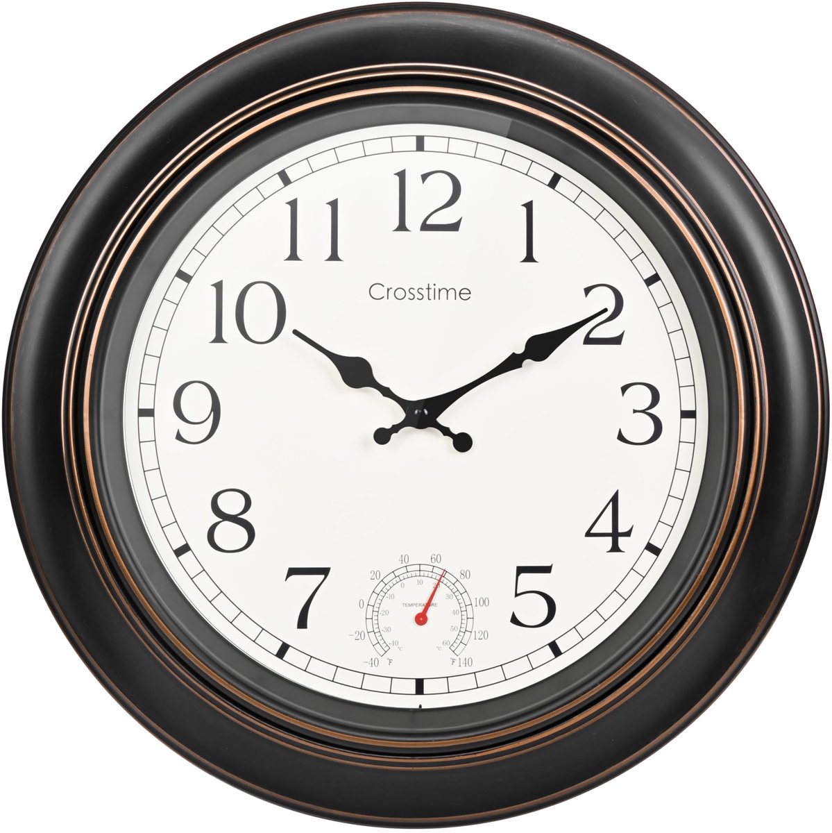 SnelShoppen - 45 cm Grote Outdoor Klok Waterdicht met Thermometer - Retro Brons Tuinklok voor Buiten, Terras, Zwembad en Veranda Wanddecoratie