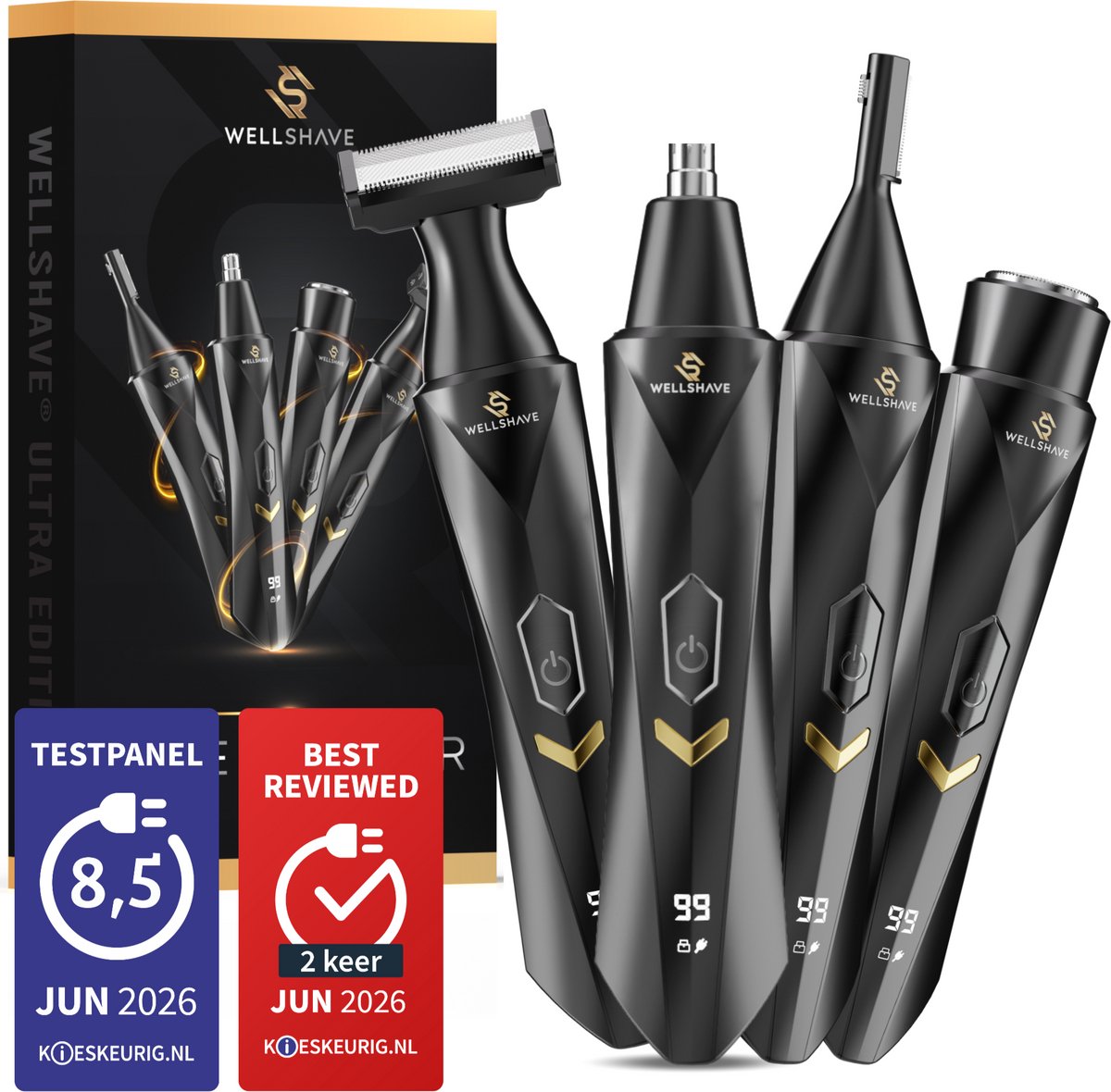 Wellshave 4 in 1 Neustrimmer Ultra - All In One Wenkbrauw en Oorhaar trimmer - Neustrimmer mannen - Wenkbrauw Trimmer - Neushaartrimmer
