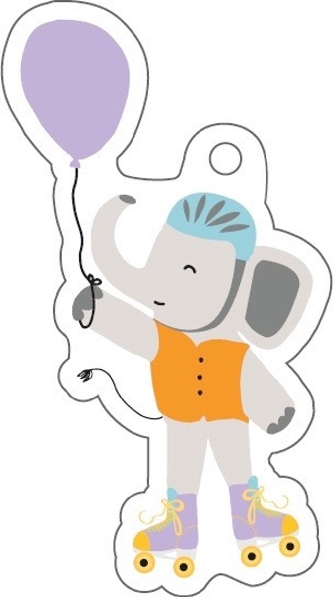KADO LABEL OLIFANTJE MET BALLON - CADEAU LABEL OLIFANT 10 stuks