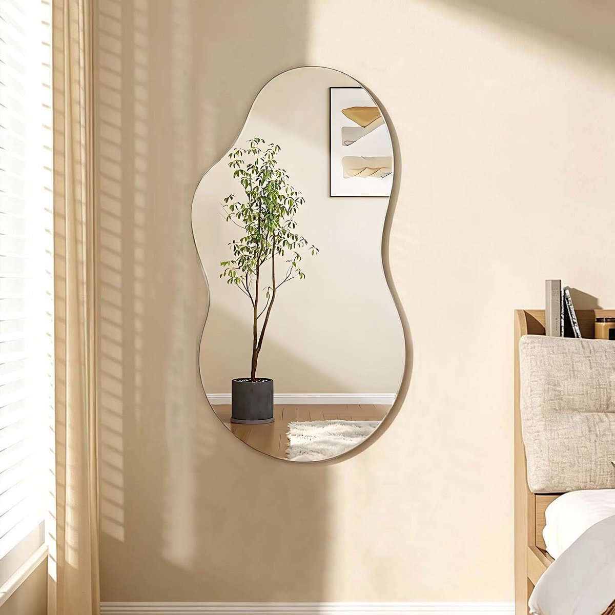 SnelShoppen - Asymmetrische Wandspiegel - Decoratieve Frameloze HD Spiegel van Glas voor Badkamer, Woonkamer, Slaapkamer en Hal - Onregelmatig Design