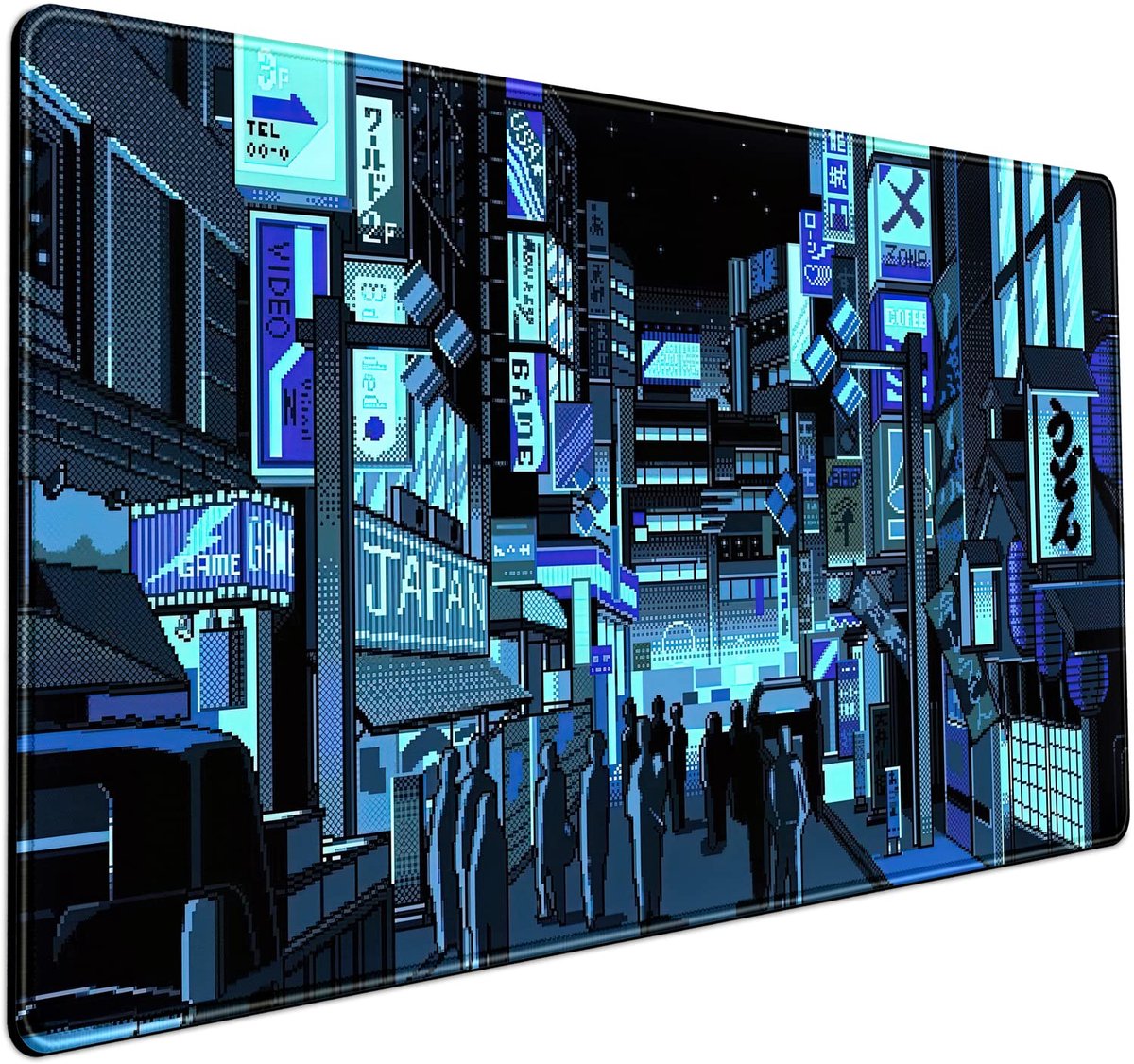 SnelShoppen - XXL Grote Muismat Gaming Arcade - Blauwe Toetsenbord Bureau Ondergrond - 31,5 x 15,7 Inch - Gestikte Randen - Ideaal voor PC en Laptop -