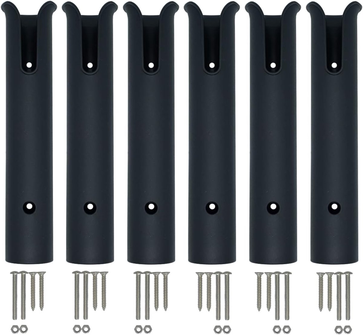 SnelShoppen - Fishing Rod Holder Racks Bracket Wandgemonteerd Boot Side Mount Gereedschap Houder Buizen 6-TUBE Zwart - Duurzaam en Lichtgewicht Bootac