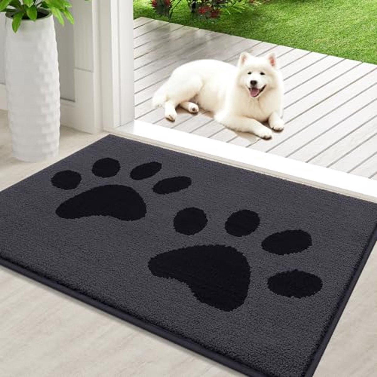 Olanly - Deurmat - Voor en achterdeurmat - Vuilafstotend en wasbaar - 60x90 cm - Donkergri