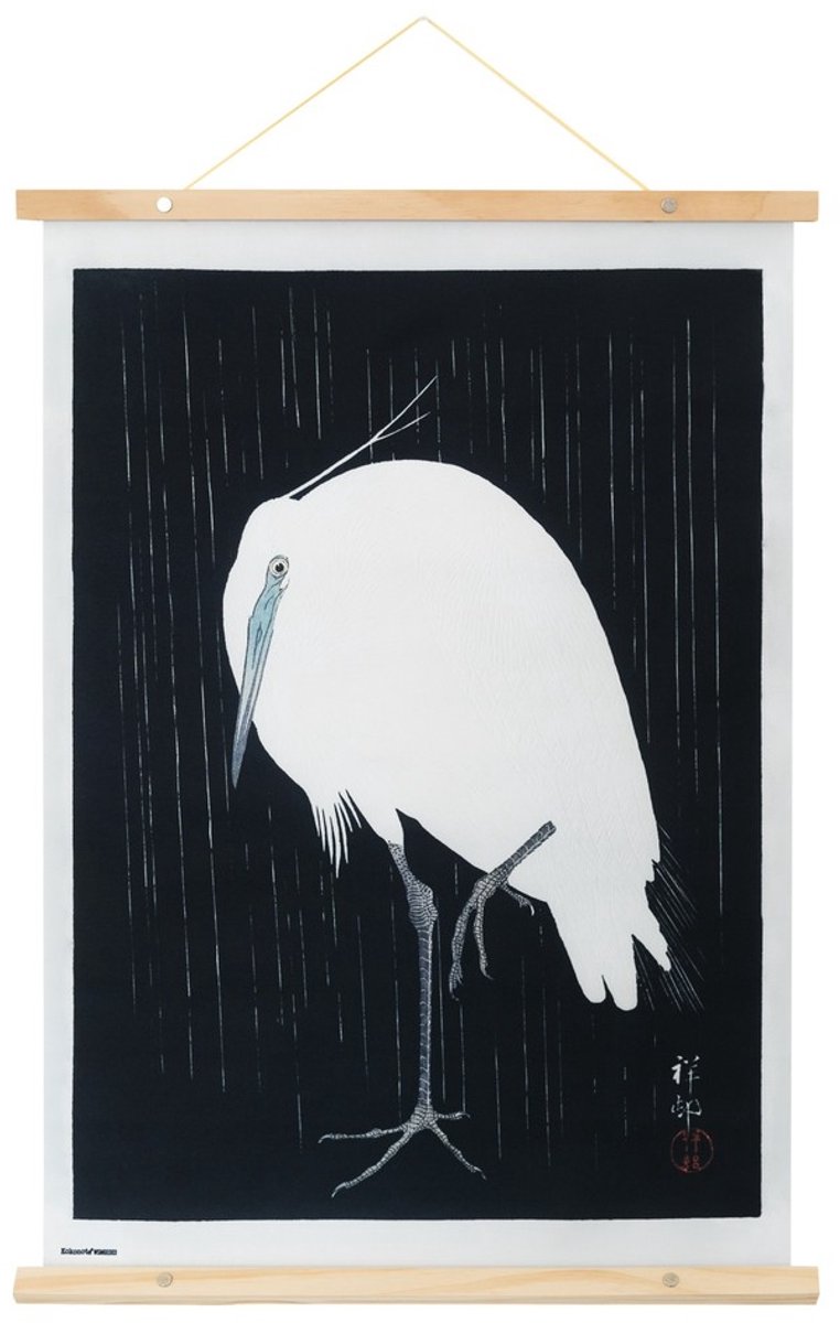 Kokonote Zilverreiger In De Regen Houten Muurrol Veelkleurig Kinderen