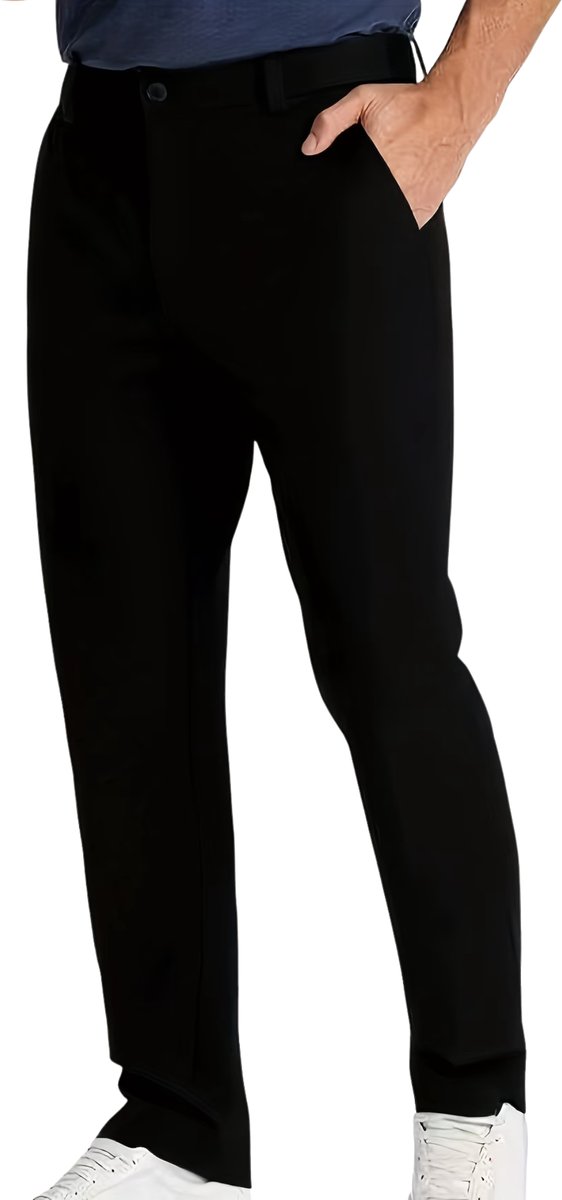 Currero Pantalon Heren Chino Regular Fit Golfbroek Nette Broek Met Elastische Tailleband Volwassenen S Zwart