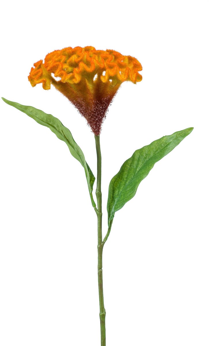 Emerald Kunstbloem Celosia 62cm geel/oranje - Kunstplant voor binnen