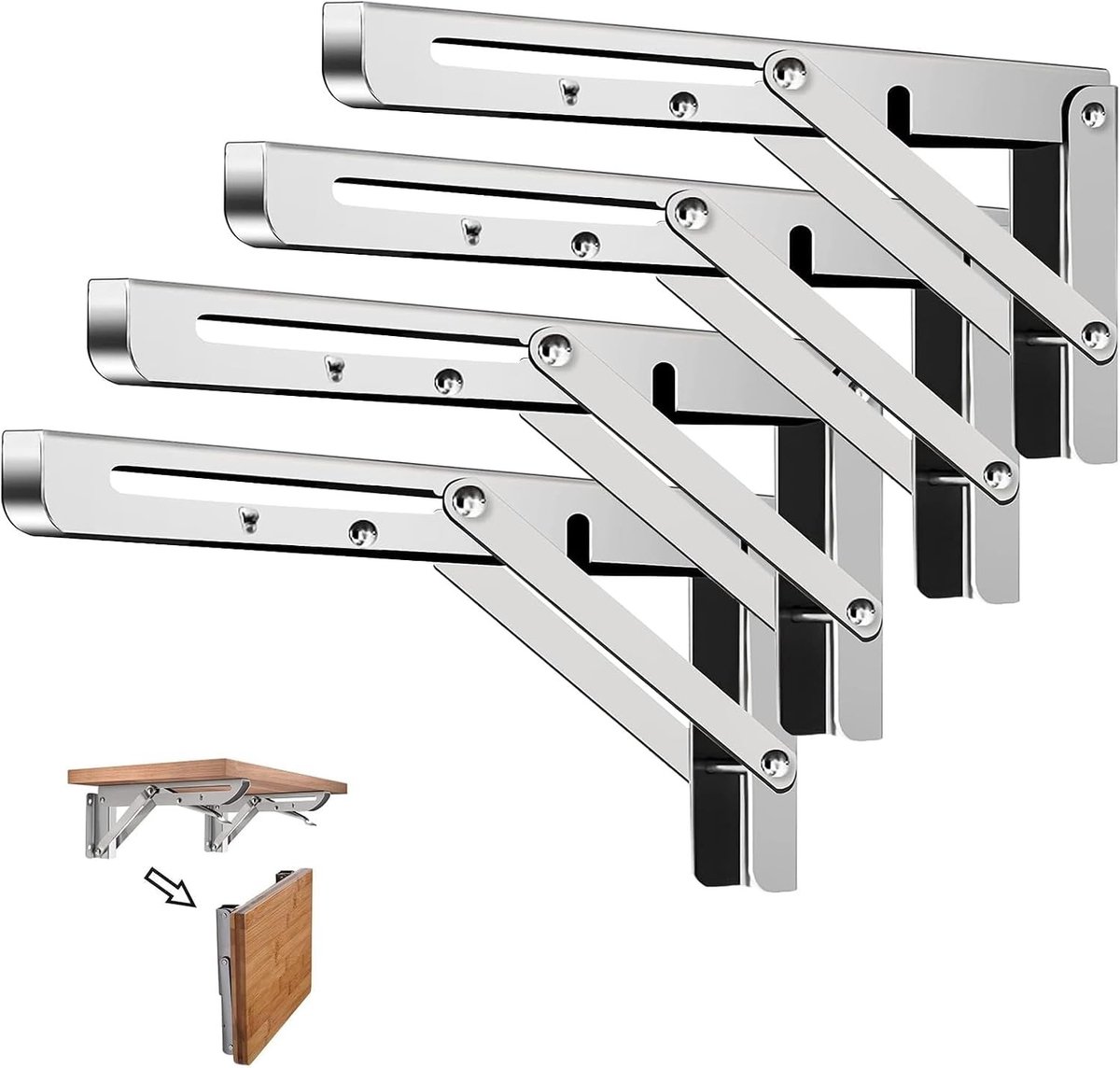 Verstelbare Wandsteunen voor Vouwplanken - Stevige Stalen Beugels voor Werkbank, Bureau en Tafel - 40 cm, Ideaal voor Ruimtebesparing en Organisatie