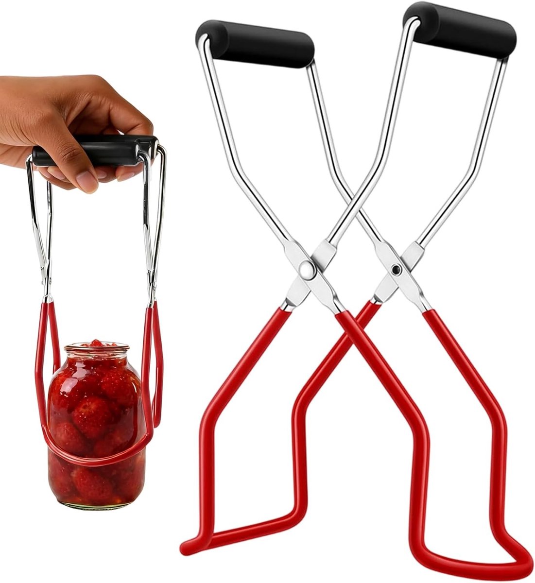 Boiling Glass Lifter Tangen voor Inmaakpotten, RVS met Antislip Handvat, 22 cm voor Keuken en Thuisgebruik