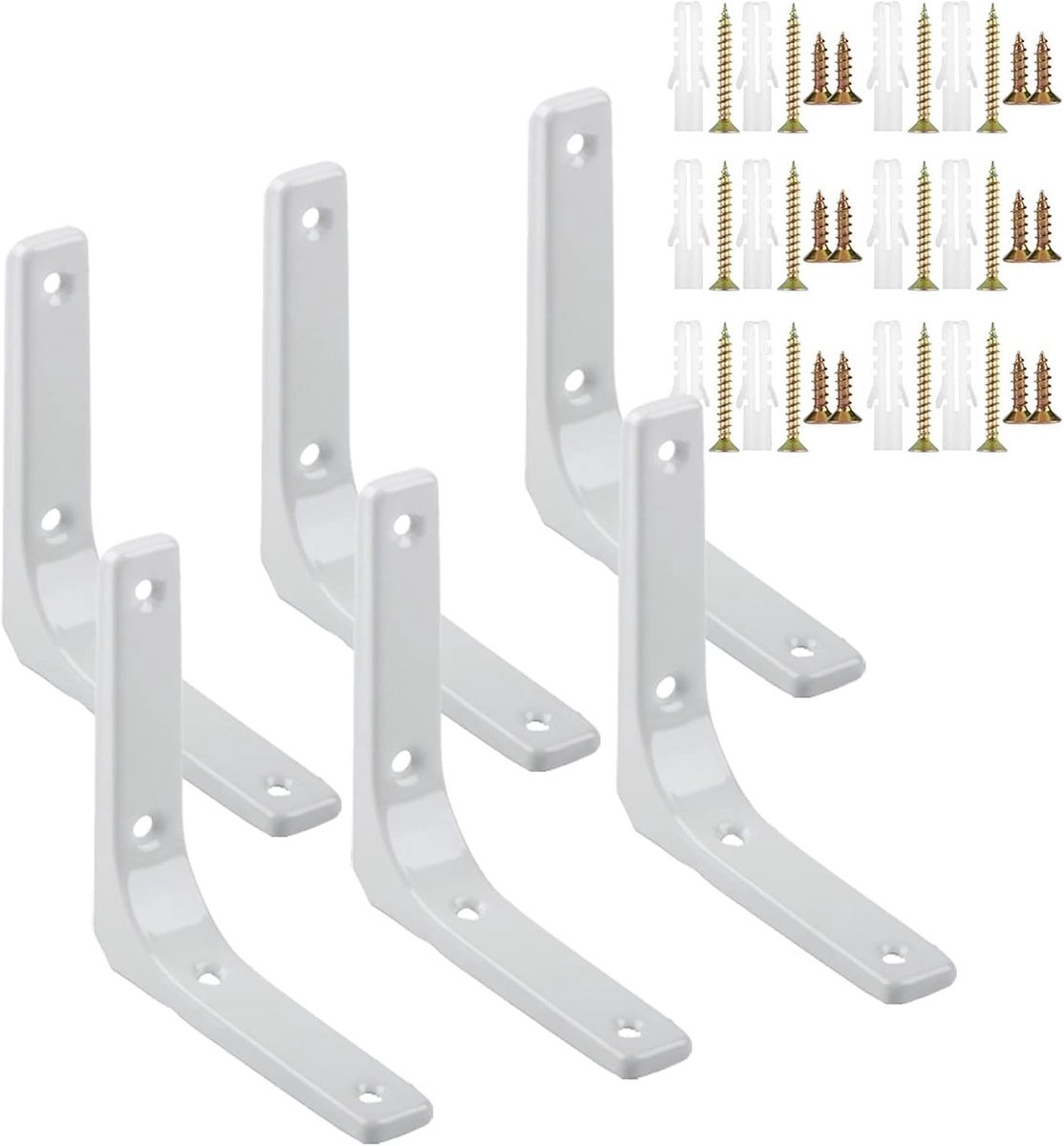 Witte Metalen Hoekplank voor Wanddecoratie, Ideaal voor Industrieel Keukeninterieur en Meubelverbinding, 100 x 100 mm L-vormig