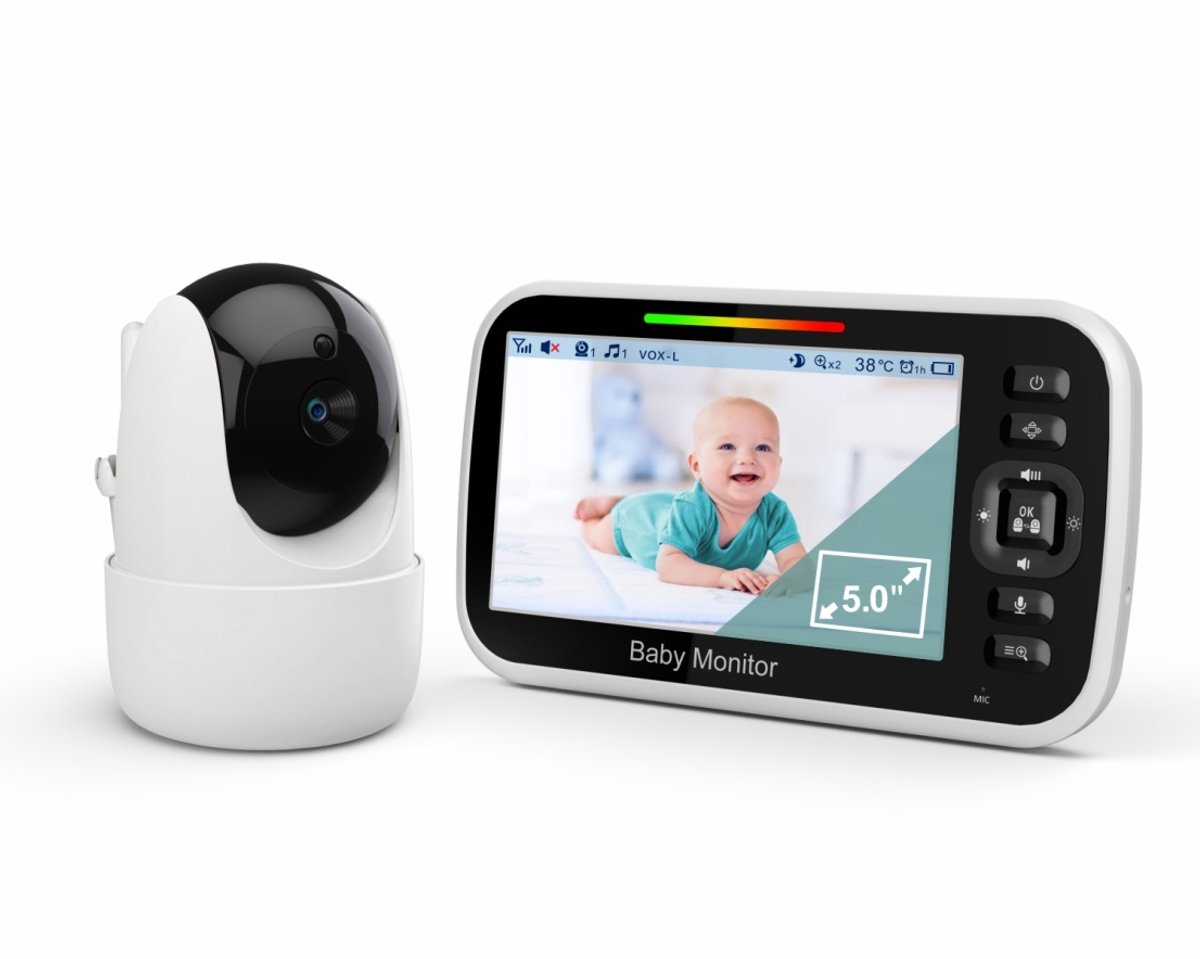 Nexeli NX-BC-51 Babyfoon met Camera – 5 Inch LCD Scherm – Pan & Tilt – Nachtzicht – Terugspreekfunctie – Temperatuursensor