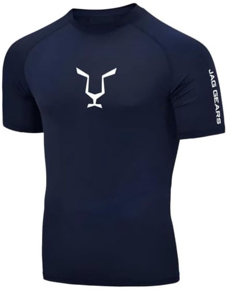 JAG Gears Blauw rash vest voor heren – Beschermend rashguard | Compressie Shirt voor sport en zwemmen | Thermisch rashvest met korte mouwen voor surfen en MMA - Maat S