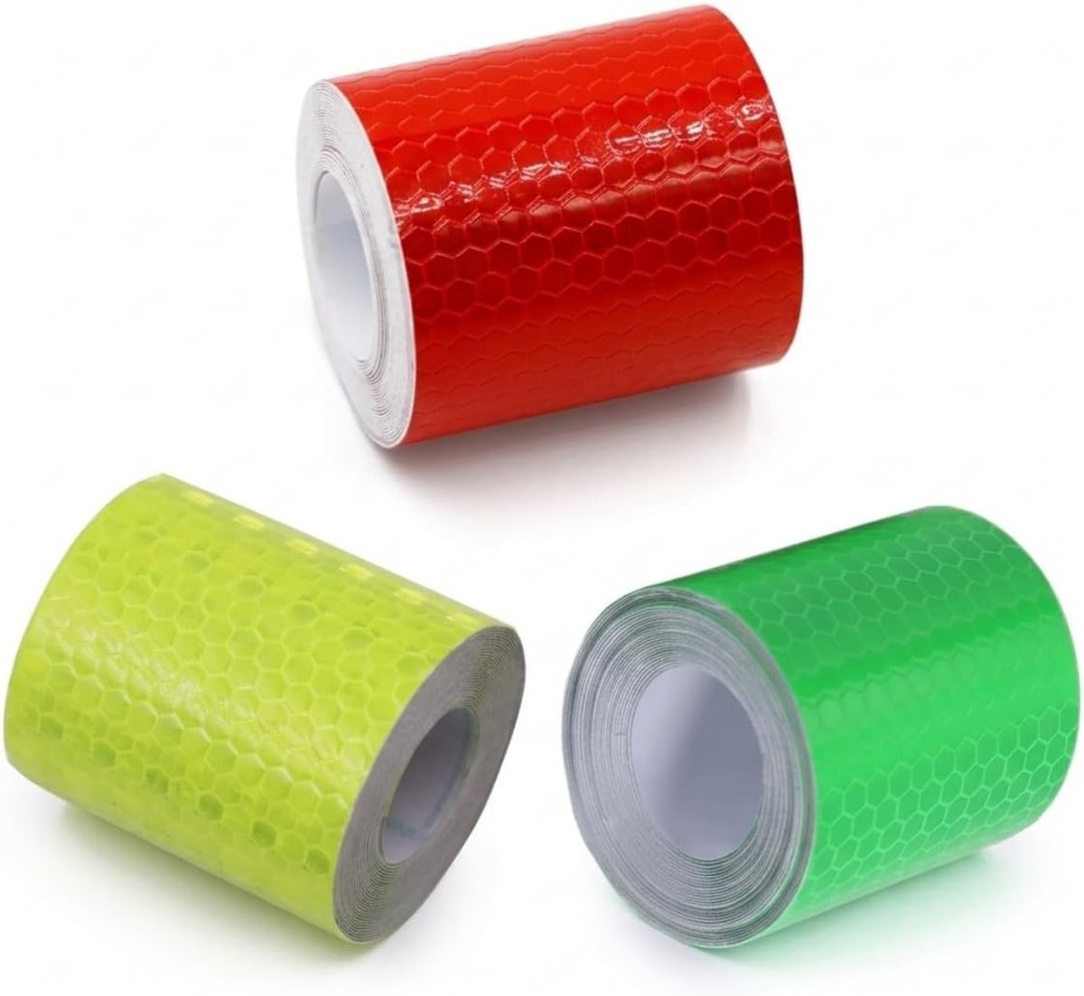 Reflecterende Tape in Neon Rood, Geel en Groen - 5m Zelfklevend, Weerbestendig en Hoogwaardige Zichtbaarheid voor Fiets, Auto en Helm