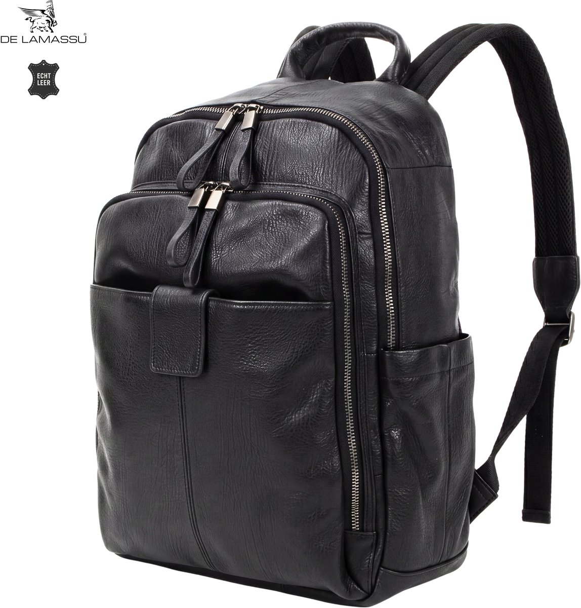 DE LAMASSU® Leren Rugzak Unisex Echt Leer Rugtas Casual Werktas Schooltas Reisrugzak Dagrugzak 18 Liter