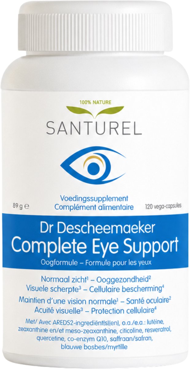 Santurel Dr. Descheemaeker - Oogsupplement - Luteïne, Zeaxanthine & Meso-zeaxanthine - Citicoline - Complete Eye Support - 120 Vegan Capsules