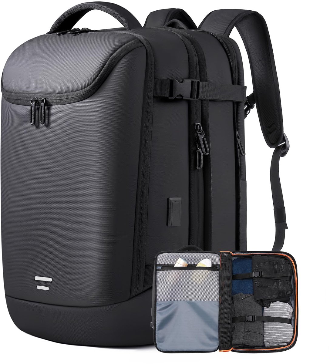 SnelShoppen - Reisrugzak Handbagage 17,3 inch Laptop, Uitbreidbaar, Ideaal voor Vrouwen en Mannen, Zakelijke Rugzak, Non-vacuum, Lichtgewicht en Duurz