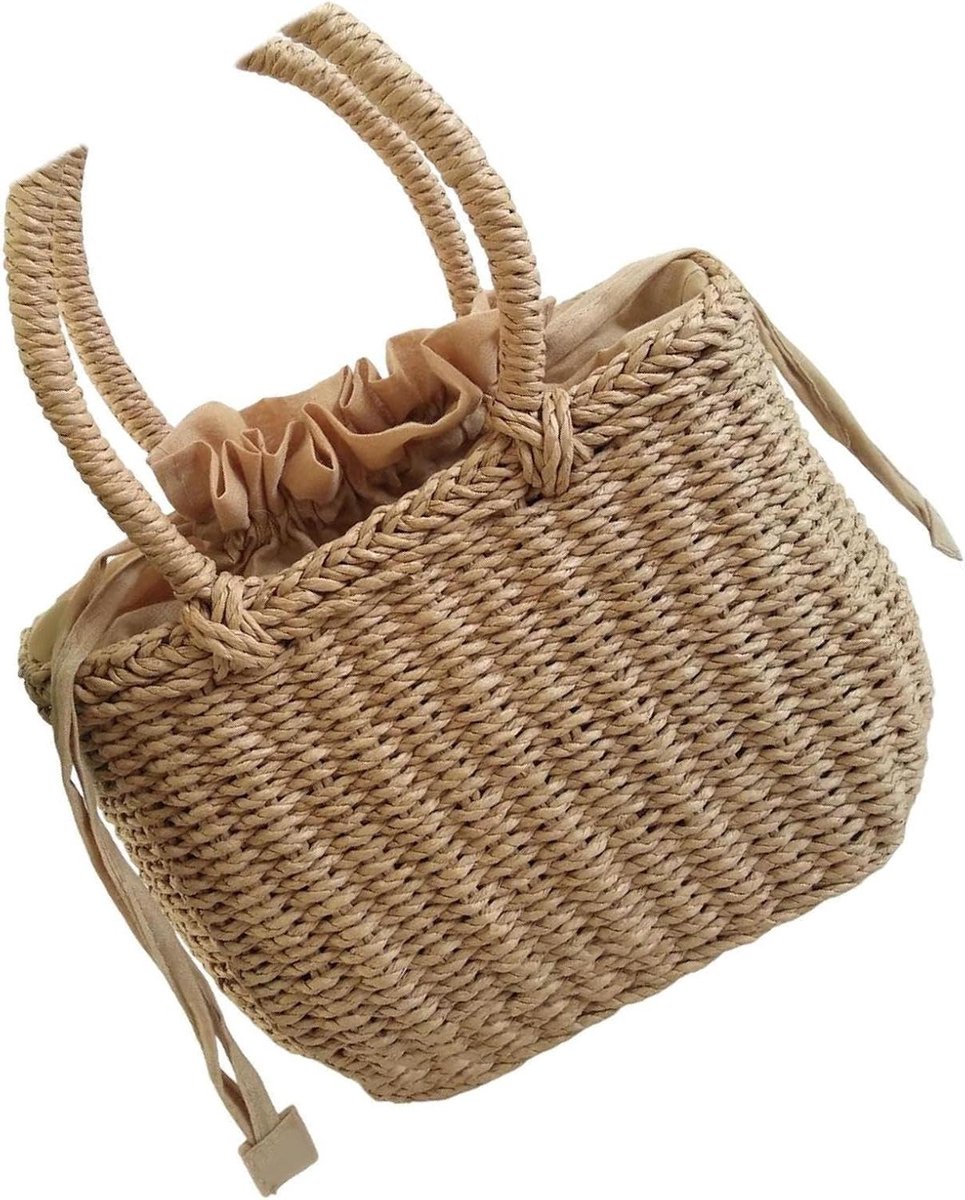 Rieten tas - Strandtas rotan - Zomerse uitstapjes - Handgeweven design - 22 x 12 x 30 cm - Natuurlijk