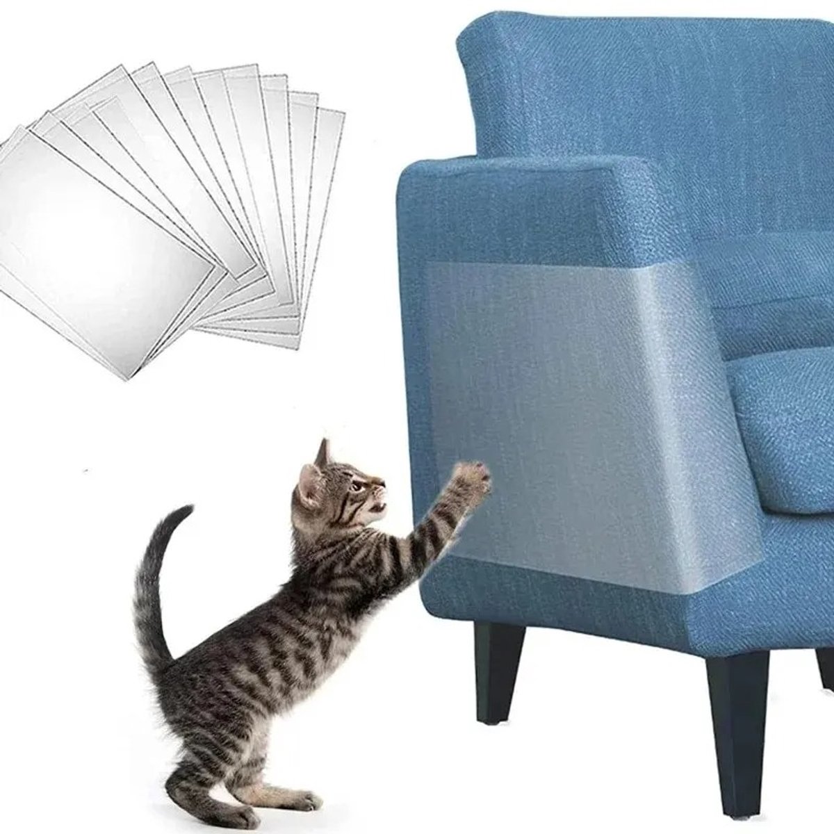 Transparante, hoogwaardige en flexibele vinyl beschermfolie (20 x 300 cm) tegen krassen van huisdieren – voor meubels, muren en matrassen. Voorkomt krasschade door katten.