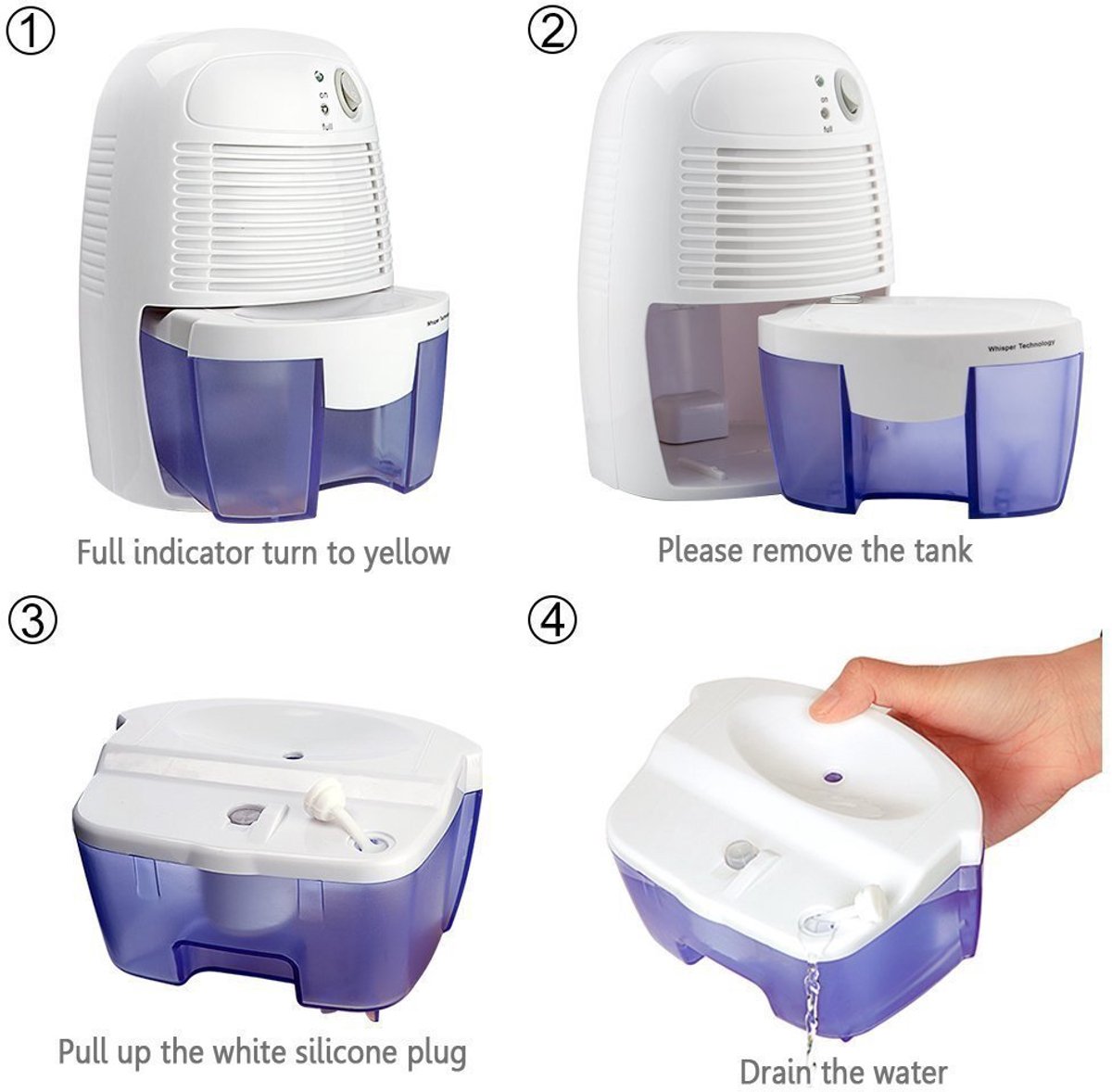 SnelShoppen - Mini Luchtontvochtiger 600 ml, Compact en Draagbaar, Vochtbestrijding, Schimmelpreventie, Voor Huis, Keuken, Slaapkamer, Caravan, Kantoo