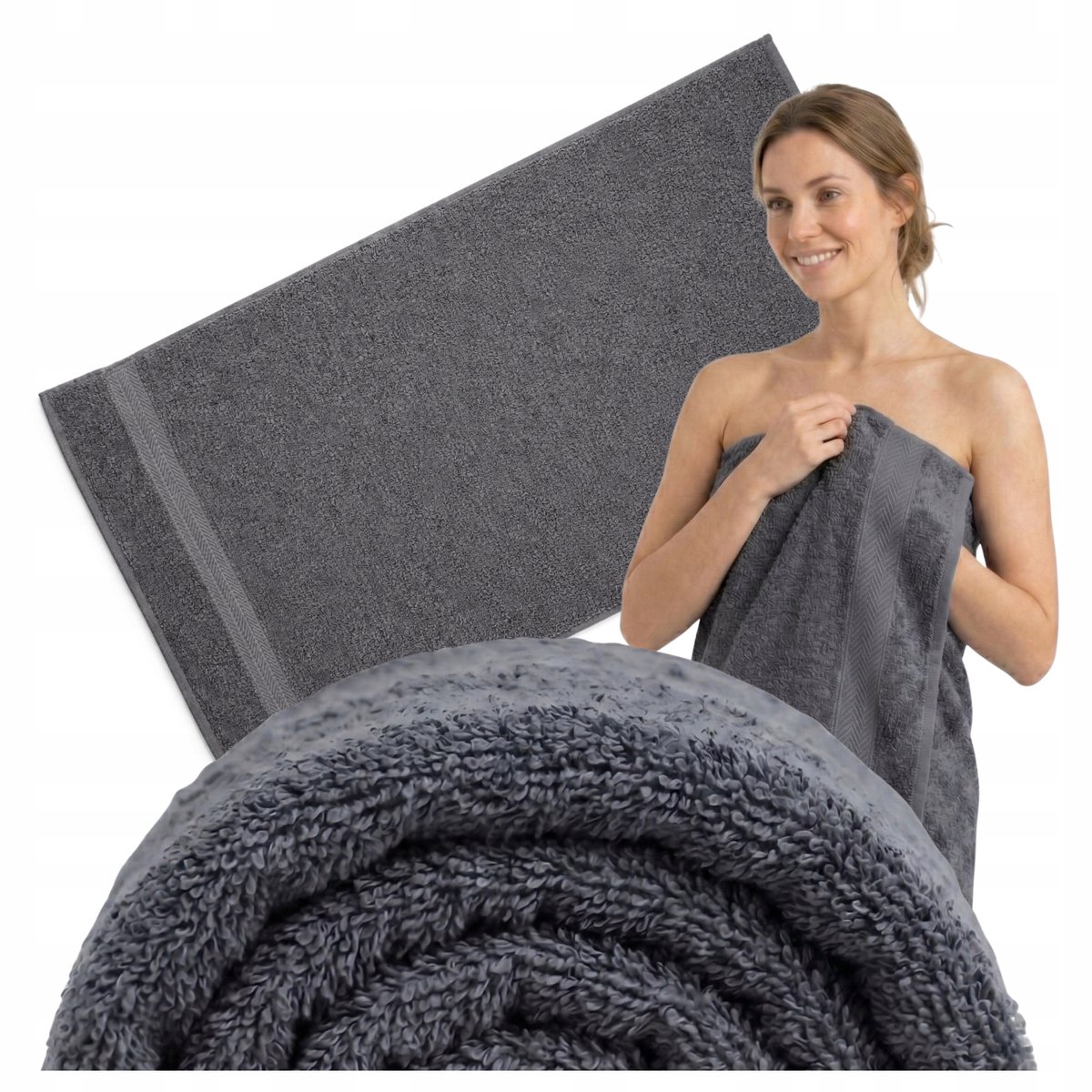 KONEY - Badhanddoek - Soft - 70 x 140 cm - Grafiet - 500 g/m²