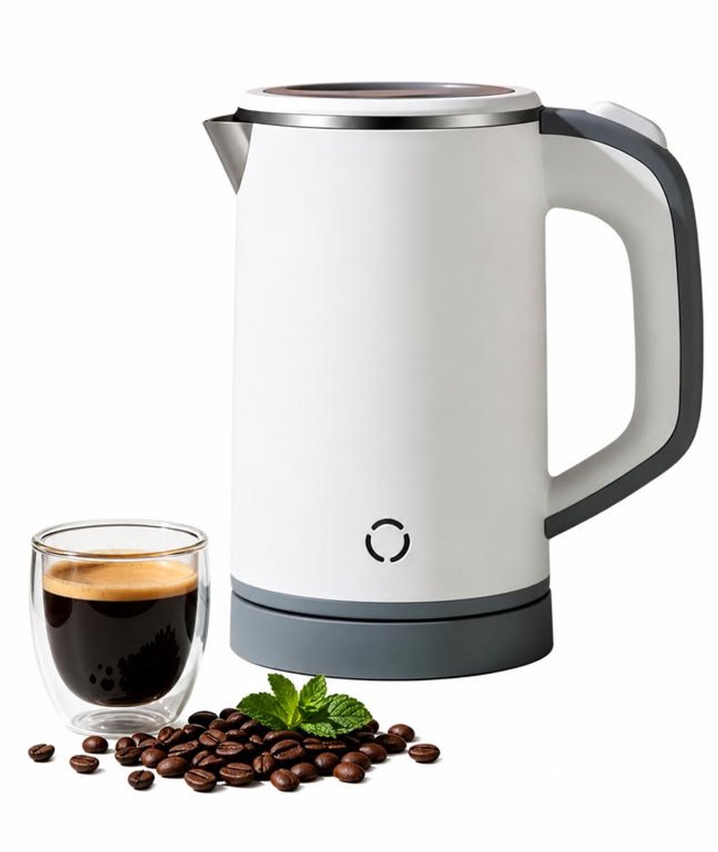KZQ Waterkoker – Reiswaterkoker – Mini-campingwaterkoker – 600 W – 0,8 l – 304 roestvrij staal - Snel koken in 5 minuten – Stille werking – Geschikt voor thee, koffie en flesvoeding – Wit