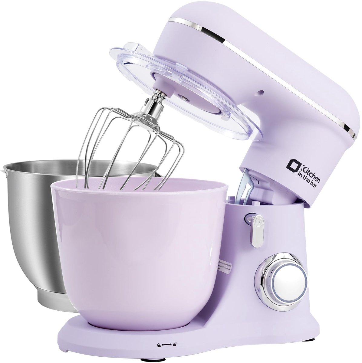 SnelShoppen - Kitchen in the Box Keukenmachine 1300W, 10 Snelheden, 4.5L + 5L Mengkommen, Elektrische Standmixer met Garde, Klopper en Deeghaak (Lila)