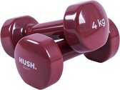 HUSH Sport - Dumbbells Set - 2 x 4kg - Vinyl Coating met Antislip Grip - Gietijzer - Handig 6-hoekig Design - Geschikt voor Krachttraining & Fitness - Roodbruin
