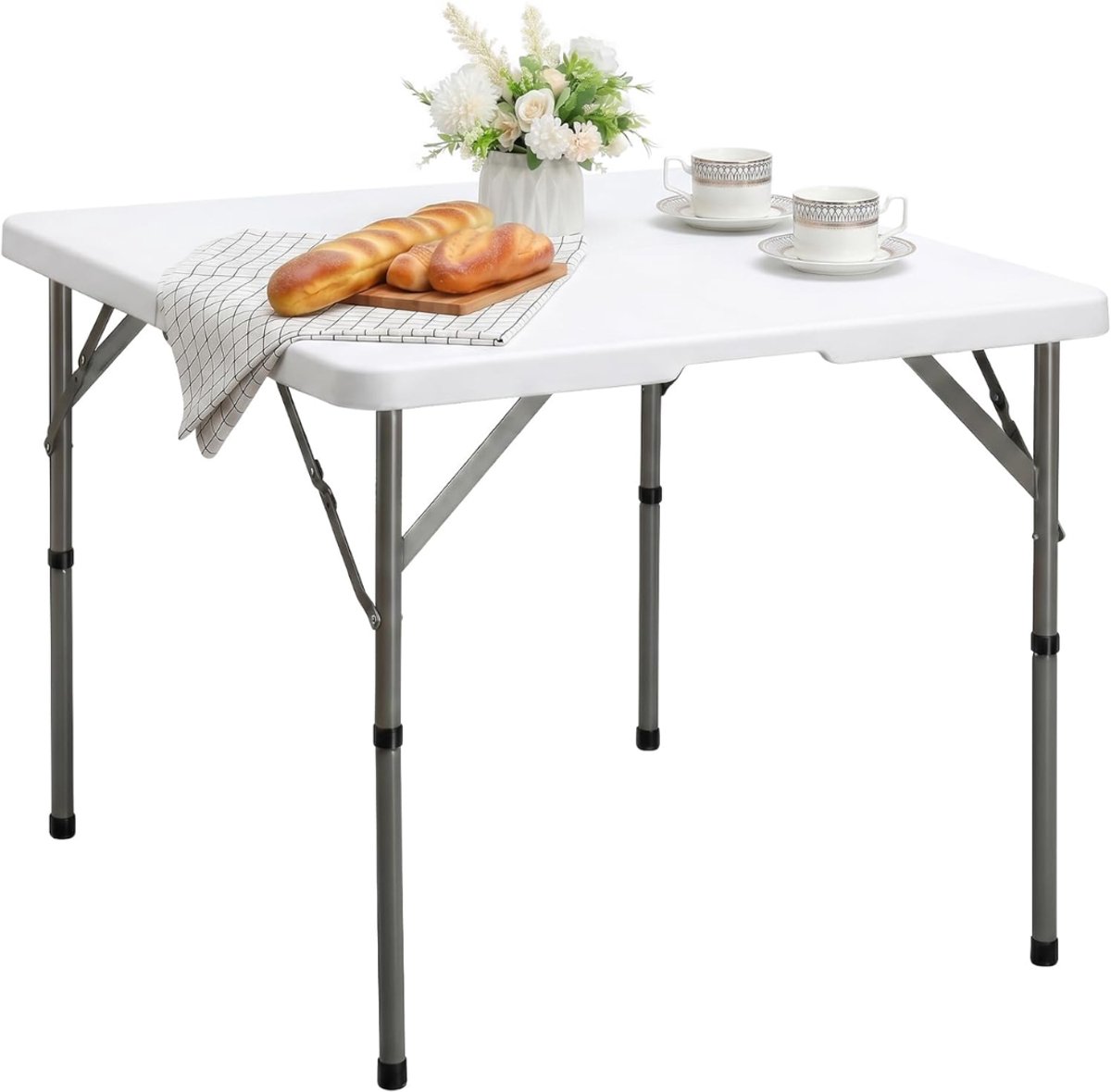 NIVA® Campingtafel - Campingtafel Inklapbaar - Inklapbare Tafel - Zwart en Wit - 87cm x 87cm x 74cm