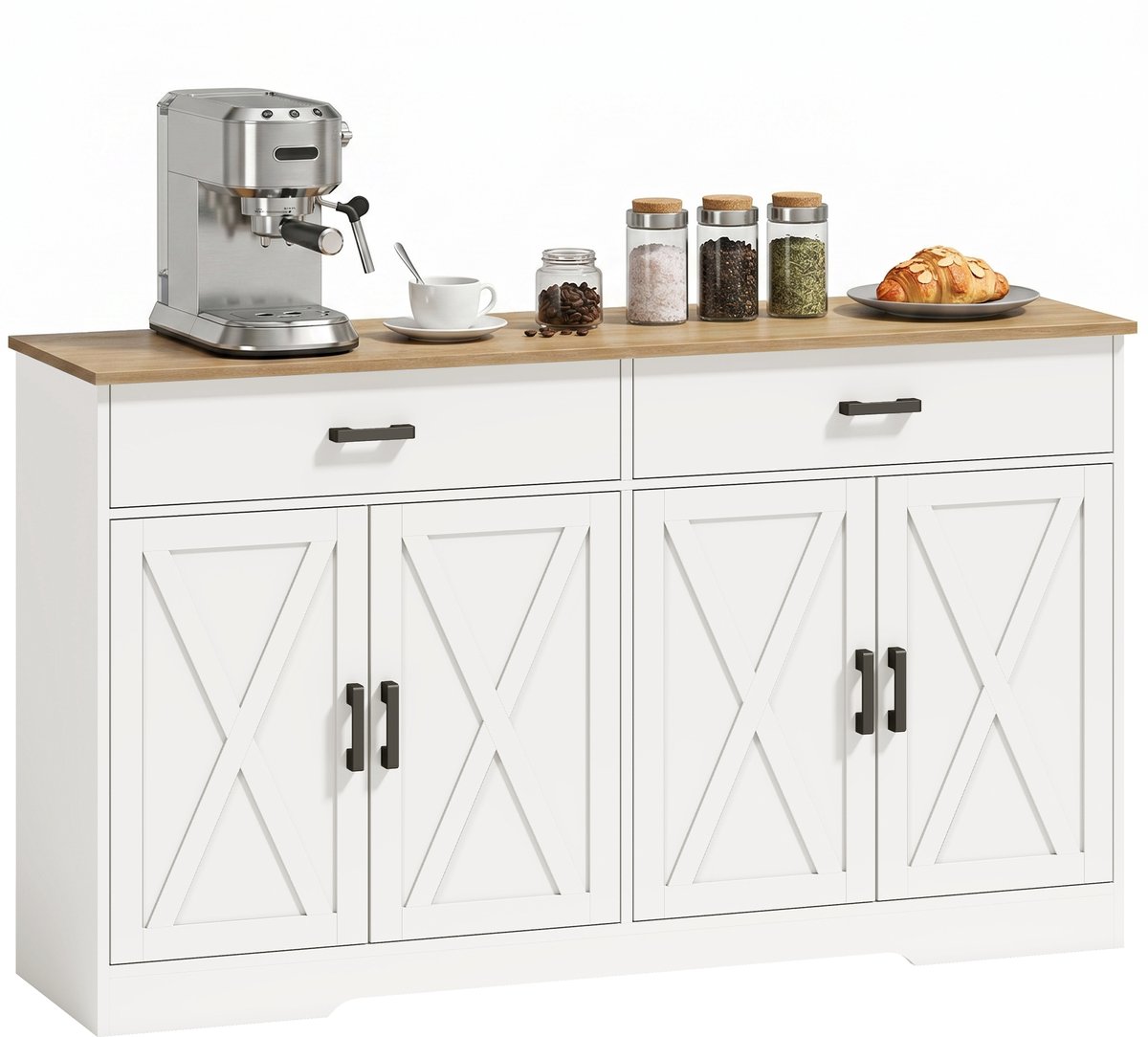 HOMCOM Buffet Cabinet-Spanplatte, MDF-Weiß