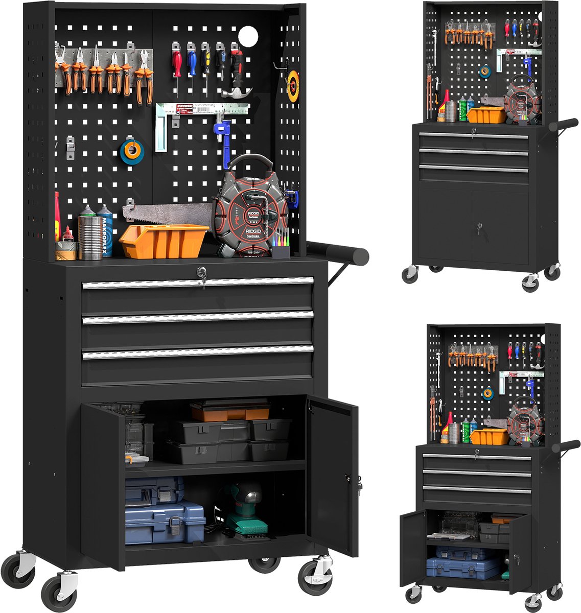HOMCOM Tool Chest-80-69L x 33B x 133H cm-Schwarz