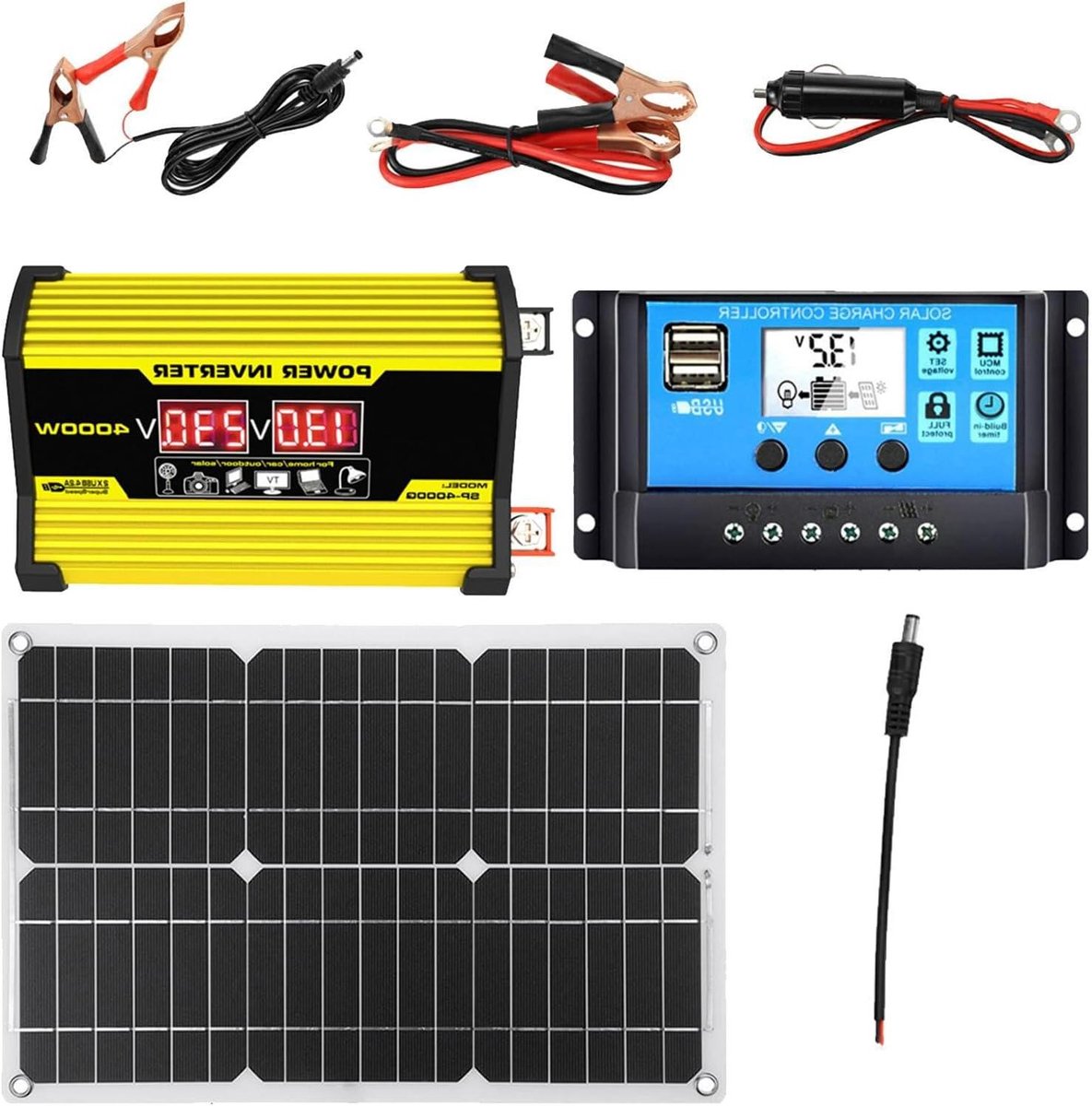 Zonnepaneel Set - Zonne Energie Systeem - Energie Opwekken - Met Display - 300 W - Geel