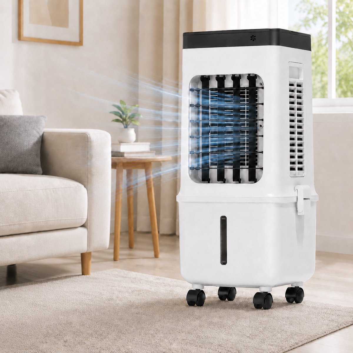 QORA® Airco Zonder Afvoerslang – Luchtkoeler, Ventilator & Luchtbevochtiger – 10,5L – Inclusief Ice Packs – Wit – foto 5