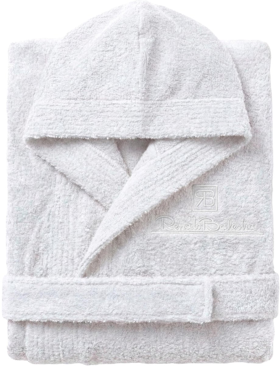 SnelShoppen - Badjas voor heren - Zachte badstof badjas met capuchon, zakken en ceintuur, M-XXL, Wit, XL, Perfect voor thuis, wellness en sauna