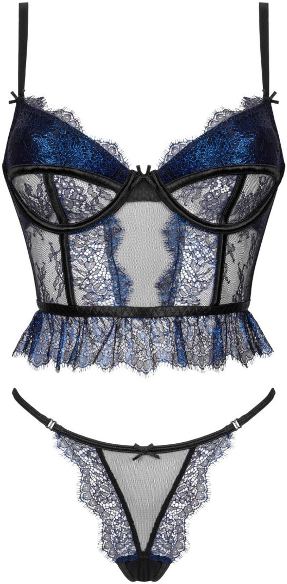 BN Saphira 2-delige lingerie set Zwart/Blauw/Goud - S/M