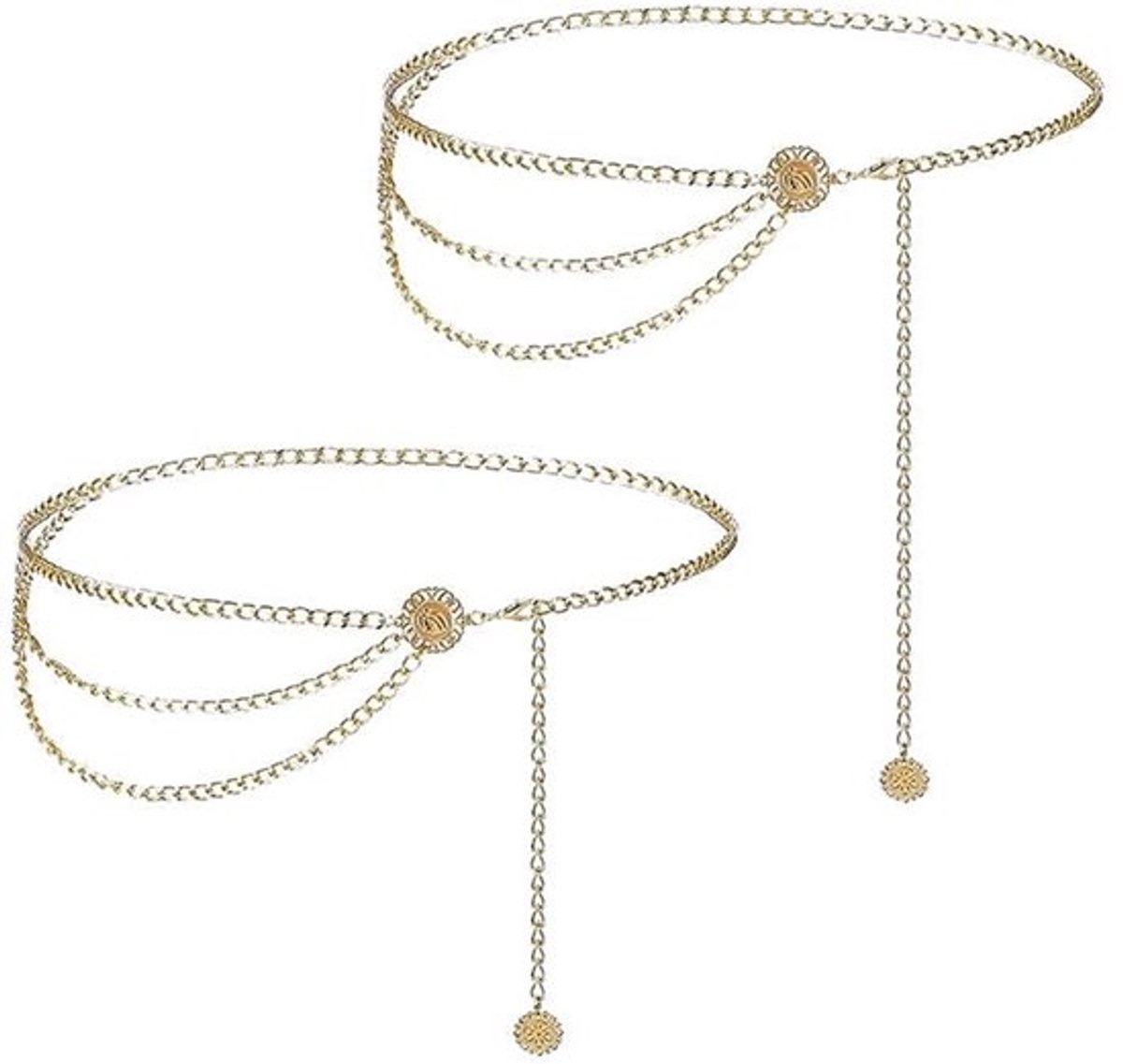 Tailleketting - Leren Mode Accessoire - Verstelbaar - Gouden - Multi-Laags Stijl - Trendy - Voor Vrouwen - Elegant